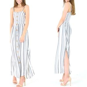 Gray Straps Smocked Tiered Maxi Dress